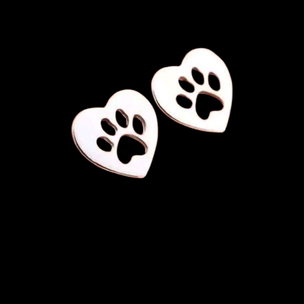 Heart Paw Print Earrings
